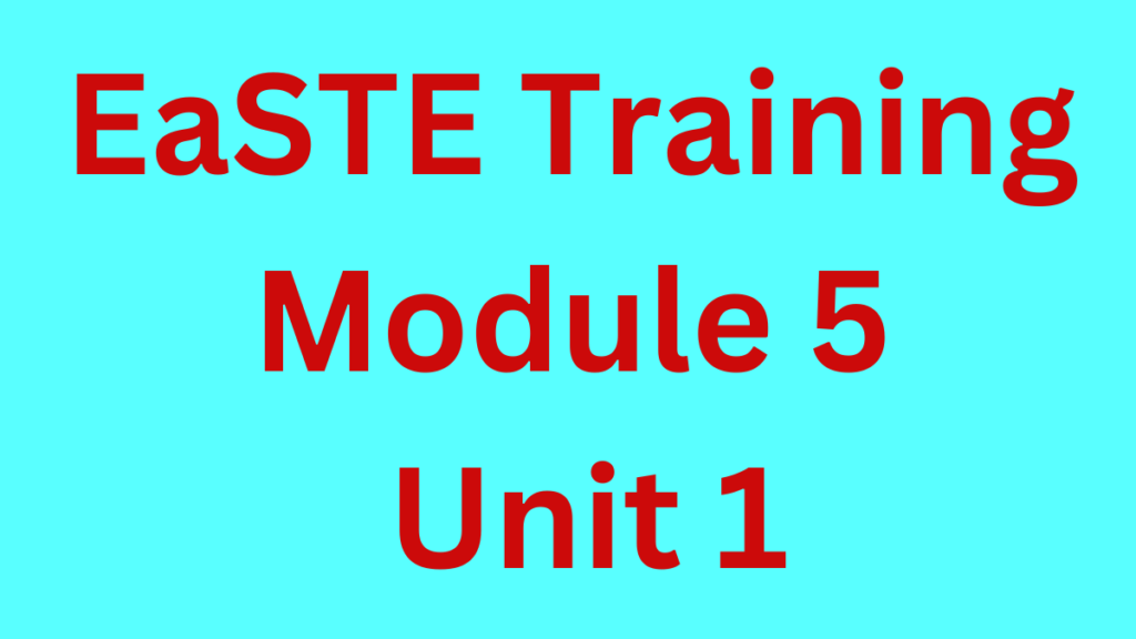 EaSTE Training Module 5 Unit 1## Mastering EaSTE: Demystifying Module 5, Unit 1

Online training modules can be difficult to navigate, especially when unfamiliar with the program. If you are an educator tackling Module 5, Unit 1 of EaSTE, don't panic! The purpose of this article is to demystify the unit, arming you with clear explanations and key points.

**Introduction:**

EaSTE, an acronym for Enhancing Assessment for School Transformation and Effectiveness, empowers teachers with the assessment skills necessary to improve student learning. Module 5, Unit 1, specifically talks about **school activities and warm-ups**. Mastering this unit equips you with engaging ways to initiate and structure classroom activities, fostering a dynamic learning environment.

**Body:**

**Basic Idea:**

* **School Activities:** Learning experiences designed to achieve specific learning objectives.
* **Warmers:** Engaging activities used at the beginning of a lesson to activate prior knowledge, set the stage, and motivate students.

**Benefits of effective activities and warm-ups:**

* **Improved Engagement:** Students become actively involved in the learning process.
* **Better retention of knowledge:** Interactive activities facilitate deeper understanding and memory consolidation.
* **Promoting Critical Thinking:** Activities can challenge students to think creatively and solve problems.
* **Promoting a Positive Learning Environment:** Engaging activities create a fun and stimulating environment.

**Important points to remember:**

* **Alignment with Learning Objectives:** Ensure that activities and warmers directly address the desired learning outcomes.
* ** Variety and Differentiation: ** Use varied activities to meet different learning styles and preferences.
* **Clear Instructions and Expectations:** Provide students with concise instructions and set clear expectations for participation.
* **Assessment and Feedback:** Integrate assessment opportunities within activities to assess understanding and provide constructive feedback.

**Table: Examples of activities and warm-ups:**

| Activity/Hot Type | Description | Example |
|---|---|---|
| **Inquiry Based Activity** | Students investigate a topic through research and problem solving. | Conduct a scientific experiment to understand the properties of water. |
| **Role Playing Activity** | Students act out scenarios to gain different perspectives and gain a deeper understanding of a historical event. | Simulate a historical debate or court case. |
| **Group Discussion Activity** | Students discuss and analyze information or ideas collaboratively. | Facilitate discussion on a controversial topic. |
| **Interactive Game** | Students engage in game-based activity to reinforce learning in a fun and competitive manner. | Play word games to revise key terms. |
| **Brainstorming Activity** | Students generate ideas or solutions to a problem in a short period of time. | Ways to improve the school environment. |

**Result:**

EaSTE Module 5, Unit 1 equips you with valuable information and strategies to design effective school activities and warm-ups. By incorporating these elements into your teaching, you can create engaging and stimulating learning experiences that foster deeper understanding and foster a positive learning environment for your students.

**Frequently Asked Questions:**

**Q: Where can I find more resources on EaSTE activities and warm-ups?**

A: The EaSTE website itself offers resources and tools, and various online communities and educator forums provide activity ideas and examples.

**Question: How can I adapt the activities to different learning styles and needs?**

A: Consider using different instructional strategies such as providing graded activities, offering choices, and incorporating technology tools.

**Q: How can I effectively assess student learning during activities?**

A: Use observation, questioning techniques, exit tickets, and opportunities for self-reflection to gauge understanding and provide feedback.

By understanding the concepts and implementing the strategies outlined in this article, you'll be well on your way to mastering EaSTE Module 5, Unit 1 and creating engaging learning experiences that benefit your students. Remember, constant learning and adapting your style is the key to success!